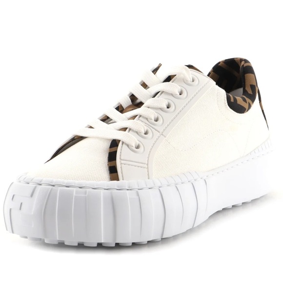 FENDI FORCE White Canvas Women's Sneakers - Picture 3 of 15